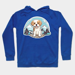 White Dog Mountain View Art Hoodie